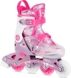 Patins à roulettes en ligne réglables pour enfants NILS Fun Flipzy roses – XS (27-30)
