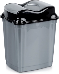 Kunststof afvalbak met kanteldeksel 9 l, grijs