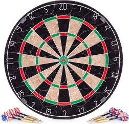 Sisal dartbord 46 cm met 6 metalen dartpijlen