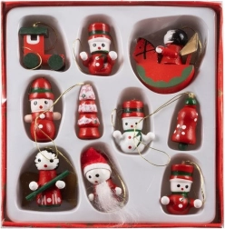 Holz Weihnachtsdeko-Set 10 Stk