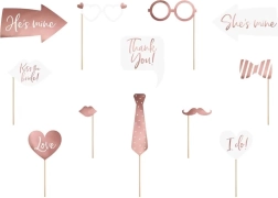 Bruilofts-fotoprops wit en roze – set van 12 stuks