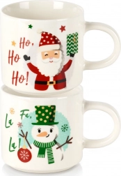 Porseleinen kerstbekers Santa en sneeuwman 400 ml, set van 2 stuks