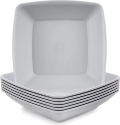 Sandy diepe plastic borden 17,5 cm, 500 ml, grijs, 6 st.