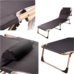 Zusammenklappbare Campingliege LUARO mit verstellbarer Rückenlehne, 193 cm – Grau