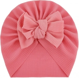 Children's turban with bow, girls' hat - pink