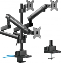 Desktop triple monitor mount with USB ports