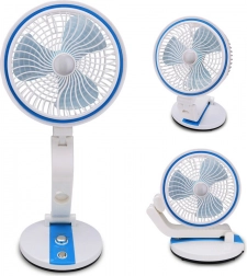 Foldable wireless desktop fan with LED light and USB charging