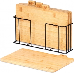 Bamboo Cutting Boards with Stand 28 × 20 cm, Set of 4