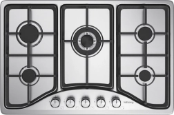IsEasy stainless steel gas cooktop 76 cm, 5 burners