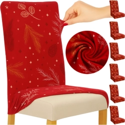Kerst elastische stoelhoezen RUHHY, rood, set van 6 stuks
