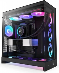 NZXT H9 Flow RGB computer case with window, black