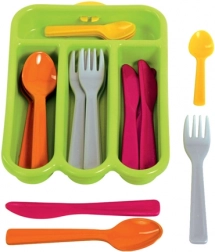 Gowi children's cutlery set – green, 17 pieces