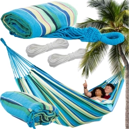Garden double hammock XXL, striped, 200 × 150 cm
