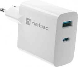Charger Natec Ribera GAN 1X USB-A + 1X USB-C 45W white