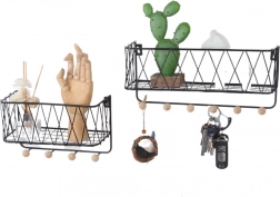 Hängeregal mit Haken – schwarz, 25,5 cm