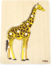 VIGA Wooden Peg Puzzle - Giraffe