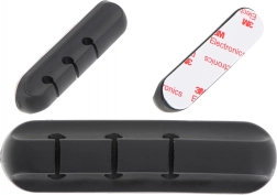 Selbstklebender Silikon-Kabel-Organizer, 3 Slots, schwarz