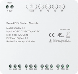 Module de commutation ZigBee à 4 canaux avec contact sec DC 32 V Avatto