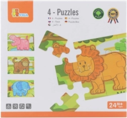 Wooden Jungle Puzzle – 4 Animals for Children from 24 Months