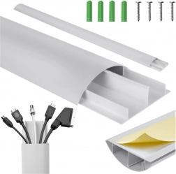 Set de goulottes cache-câbles aluminium argenté