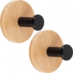 Selbstklebende Wandhaken aus Holz mit schwarzem Metallstift 5 cm, 2 Stk.