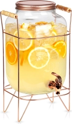 Distributeur de boissons en verre avec robinet et support 8 l