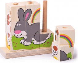 Bigjigs Baby wooden stacking blocks animals