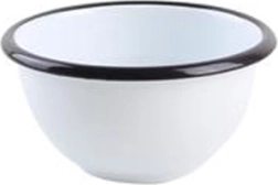 Bol émaillé 11 cm blanc avec bord noir, 300 ml