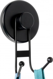 Doppelter Metallhaken mit Saugnapf, schwarz, 6,5 × 5,5 × 10 cm