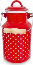 Enamel milk can red with polka dots TECKA 2 l