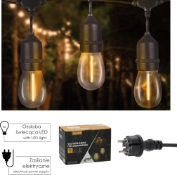 Guirlande LED de jardin FILAME de 20 m avec 20 ampoules E27, blanc chaud