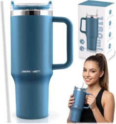 Berdsen vacuüm thermobeker met rietje 1180 ml marineblauw