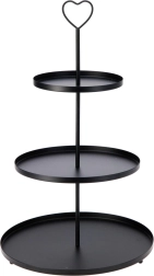 Driedelige ronde metalen etagère – zwart