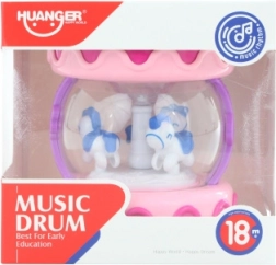 Rosa Kinder-Trommel mit Batteriebetrieb, Lichtern und Melodien