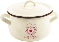 Geglazuurde pan met deksel beige TONCA 16 cm, 2,3 l