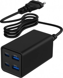Universelles Ladegerät 65W GaN 2xUSB-A 2xUSB-C schnelles Laden schwarz