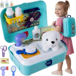 Haustierpflegesalon im Rucksack – Kinderset zum Baden und Schneiden des Hundes