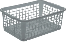 Stackable Plastic KEEEPER Basket, Gray, 30 × 20 × 11 cm