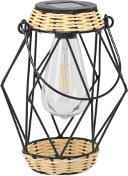 Lanterne photophore solaire en métal 22 cm, noire, LED