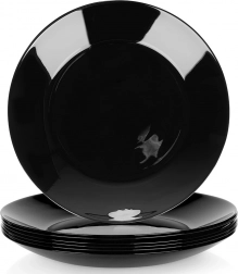 Assiettes plates en verre noires 25,5 cm – set de 6 pcs