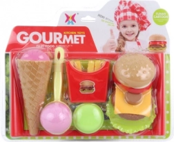 Plastic Play Food Set with Tray for Kids