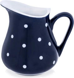 Ceramic Milk Jug 480 ml, Dark Blue with Polka Dots