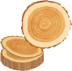 Set of Coasters 10 cm, 10 pcs – Eco-Friendly Cardboard Pads with Wood Design