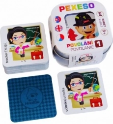 Pexeso Professions 1 – waterproof, Czech–Slovak–English, 64 cards in a tin box
