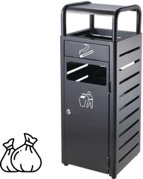 Abfallbehälter mit Ascher – schwarz