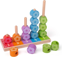 BIGJIGS Wooden Stacking Colorful Flowers