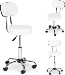 Drehhocker mit Rückenlehne für Kosmetik und Medizin, weiß ModernHome