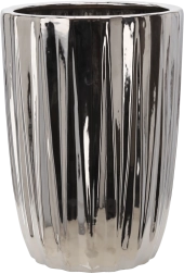 Ceramic flower pot cover, silver striped, 31.5 × 31.5 × 44.5 cm