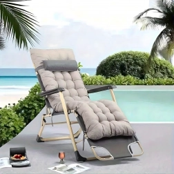 Folding garden lounger with pillow