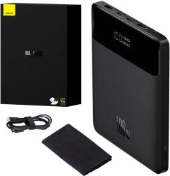Baseus Blade powerbank 20000 mAh, 100 W, 2× USB‑C + 2× USB‑A, display, zwart